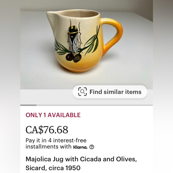 Vintage Provençal F. Sicard 1/2 tasse cup + saucer & milk pot! - Picture 14 of 17